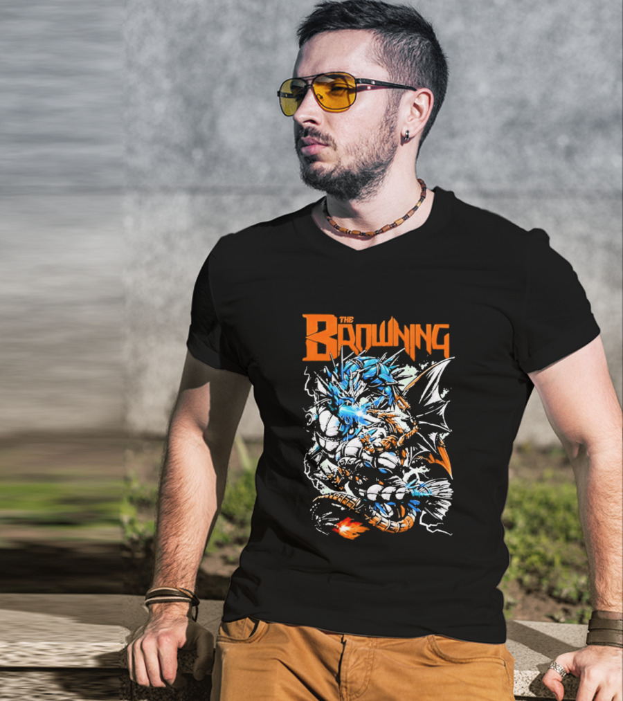 The Browning Cybernetic Dragon Sci Fi Fantasy Heavy Metal Battle T-Shirt