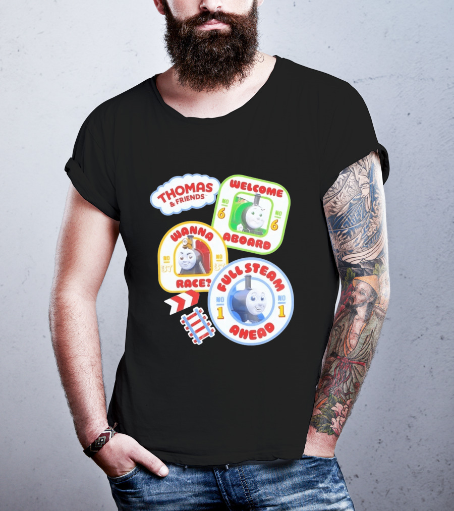 Thomas And Friends Welcome Aboard Full Steam Ahead Wanna Race No 1 No 6 No 37 T-Shirt