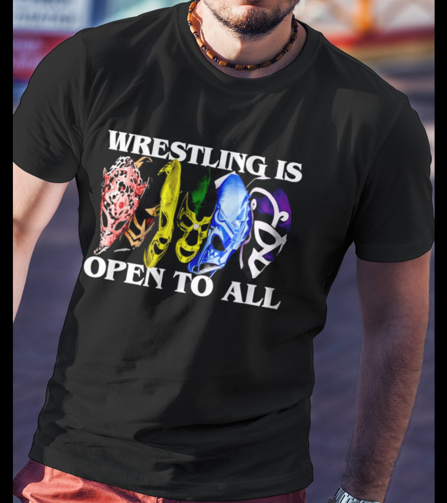 Wrestling Is Open To All Multicolor Lucha Libre Masks T-Shirt