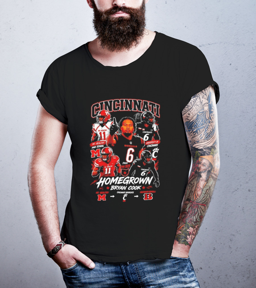 Cincinnati Bearcats Homegrown Bryan Cook University Of Cincinnati Mt. Healthy T-Shirt