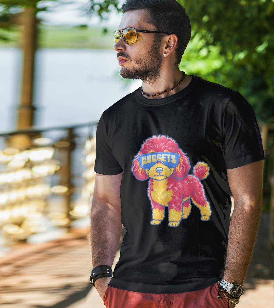 Denver Nuggets Teacup Poodle Wearing Oversized Glasses T-Shirt