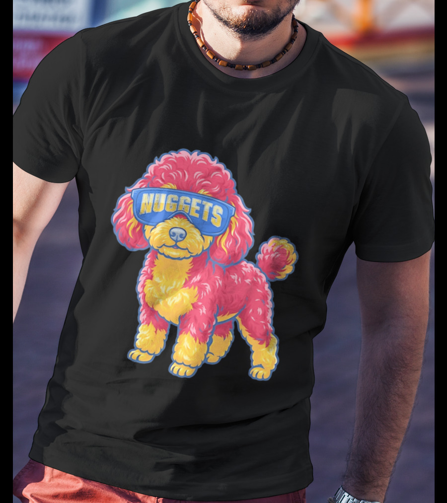 Denver Nuggets Teacup Poodle Wearing Oversized Glasses T-Shirt
