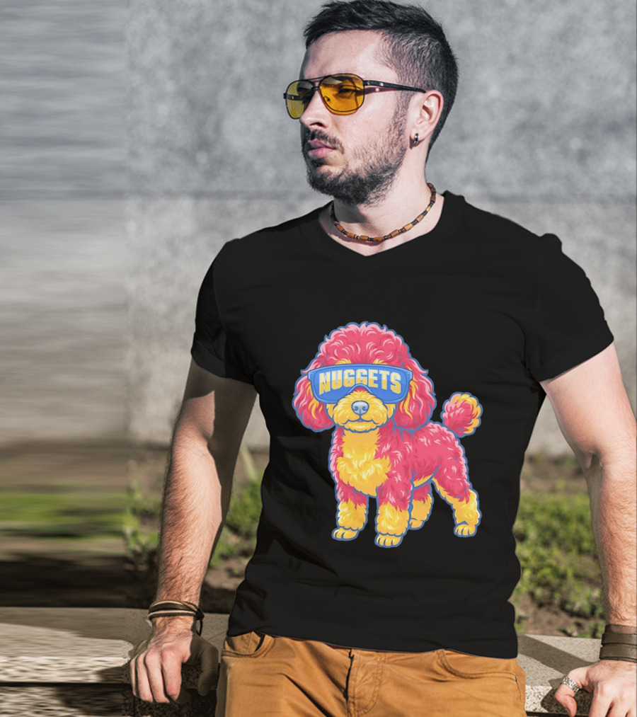 Denver Nuggets Teacup Poodle Wearing Oversized Glasses T-Shirt