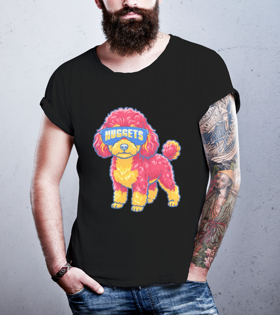 Denver Nuggets Teacup Poodle Wearing Oversized Glasses T-Shirt