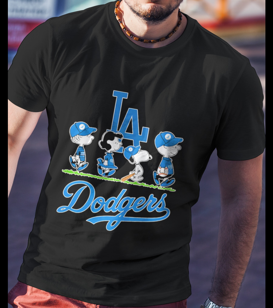 Peanuts Characters Los Angeles Dodgers Abbey Road T-Shirt