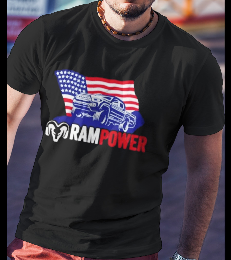 Ram Power Truck American Flag 2026 Patriotic T-Shirt