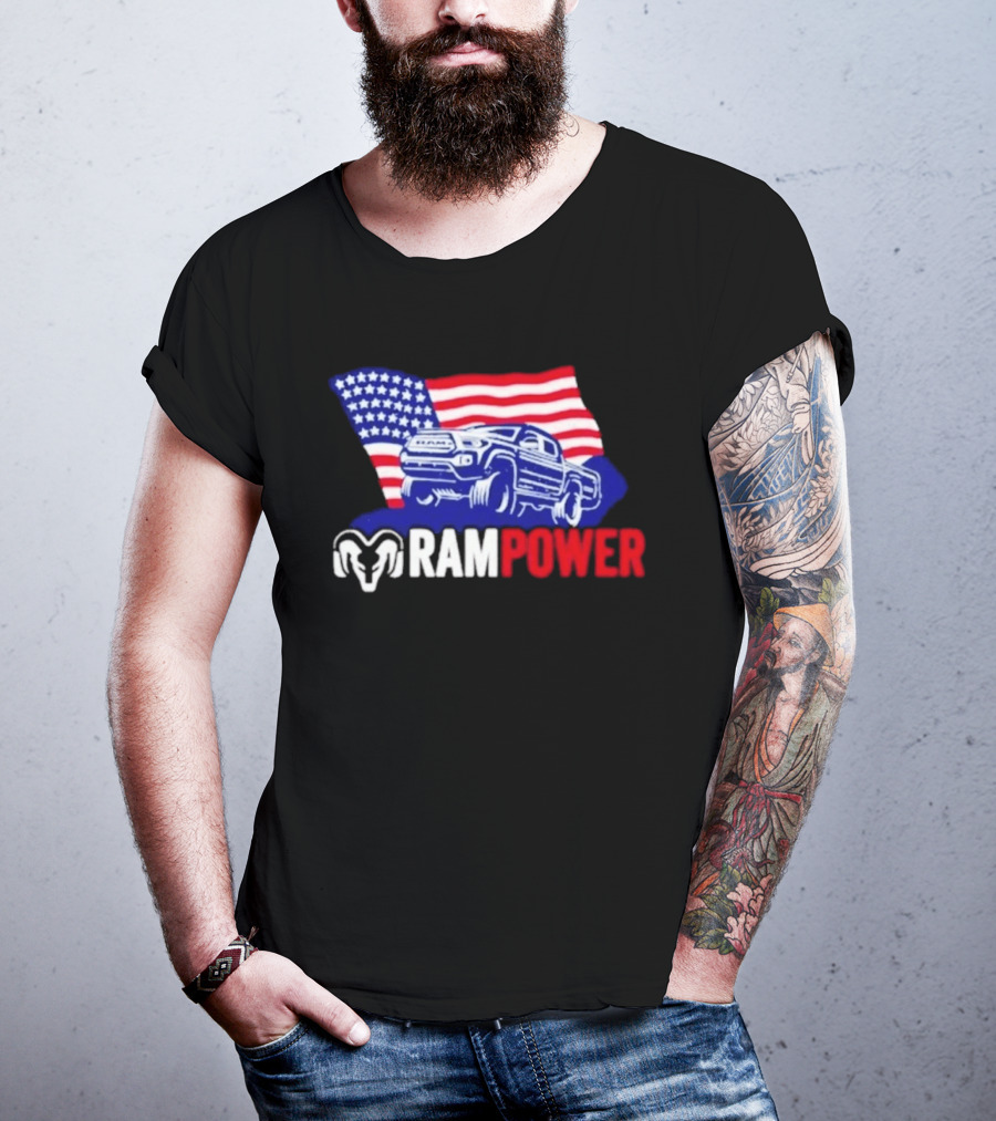 Ram Power Truck American Flag 2026 Patriotic T-Shirt
