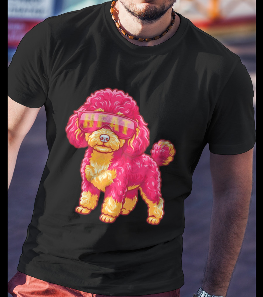 Miami Heat Teacup Poodle Cartoon HEAT Glasses T-Shirt