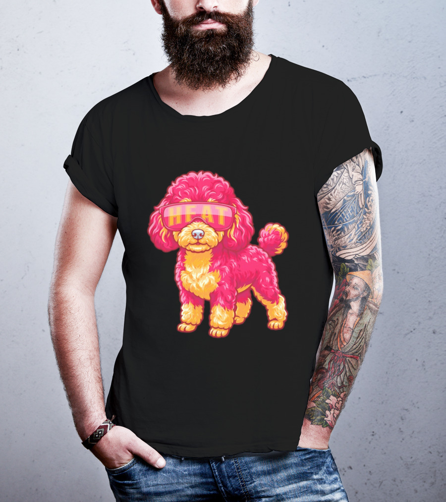 Miami Heat Teacup Poodle Cartoon HEAT Glasses T-Shirt