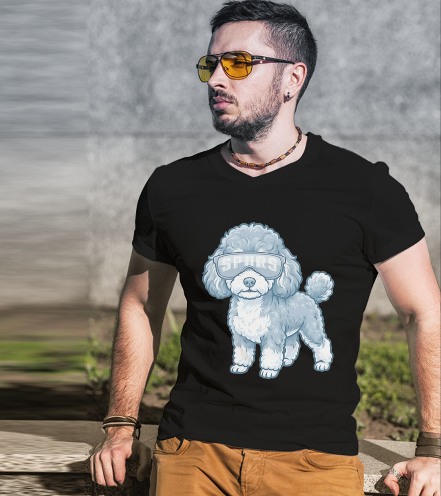 San Antonio Spurs Teacup Poodle With Goggles T-Shirt