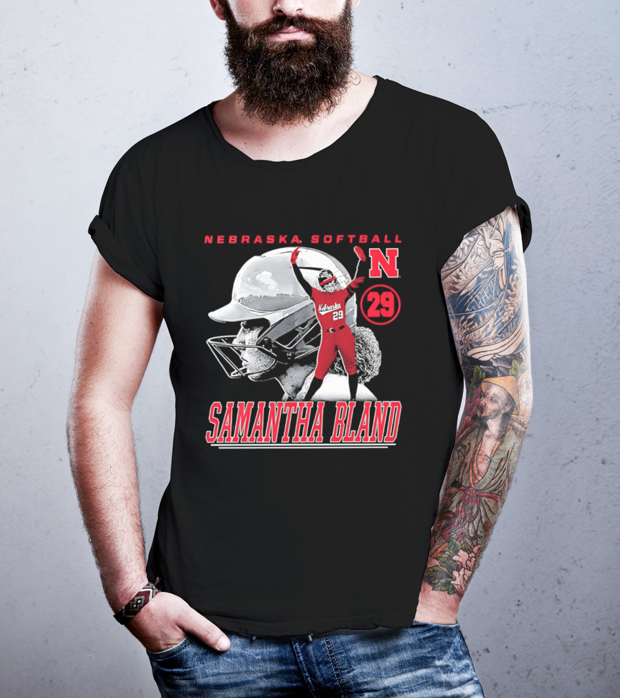 Nebraska Softball Samantha Bland Number 29 Player Iconic N T-Shirt