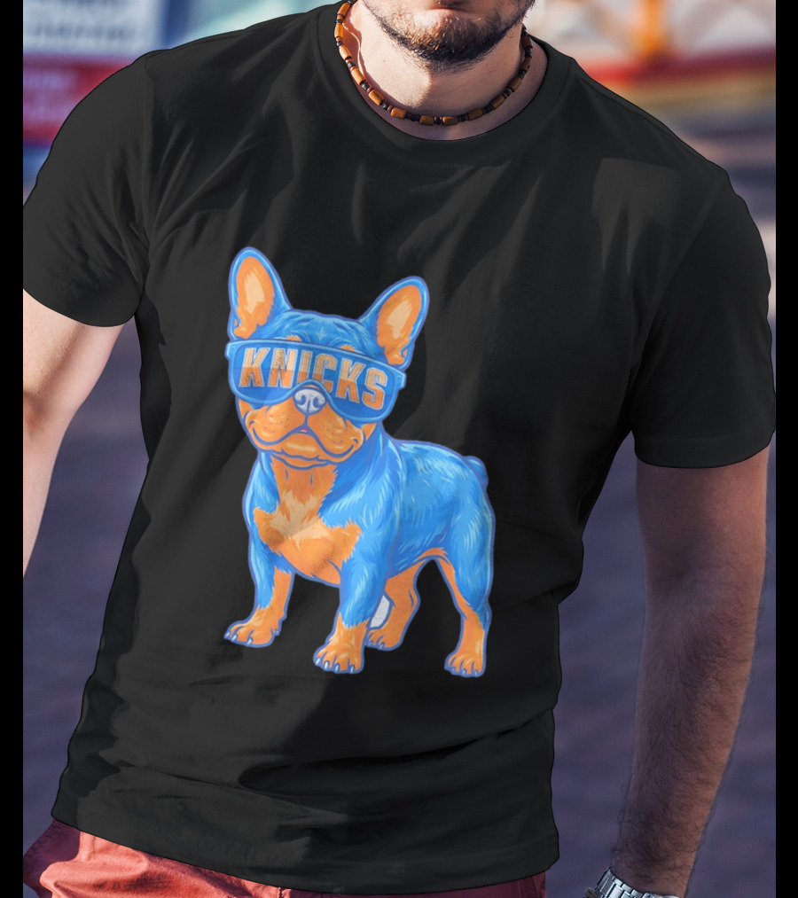 New York Knicks Bulldog Wearing Sunglasses T-Shirt
