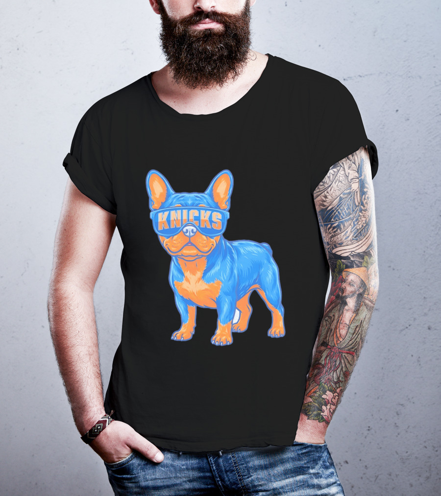 New York Knicks Bulldog Wearing Sunglasses T-Shirt
