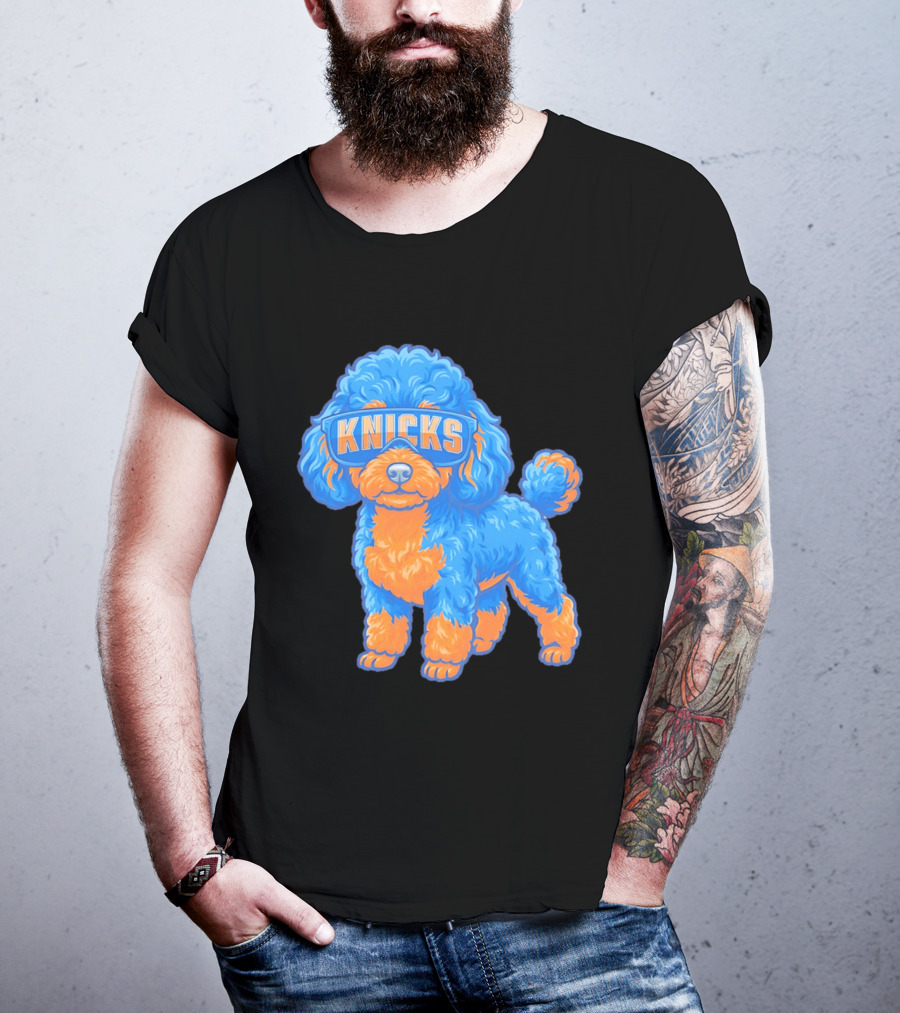 New York Knicks Teacup Poodle Cartoon Glasses T-Shirt