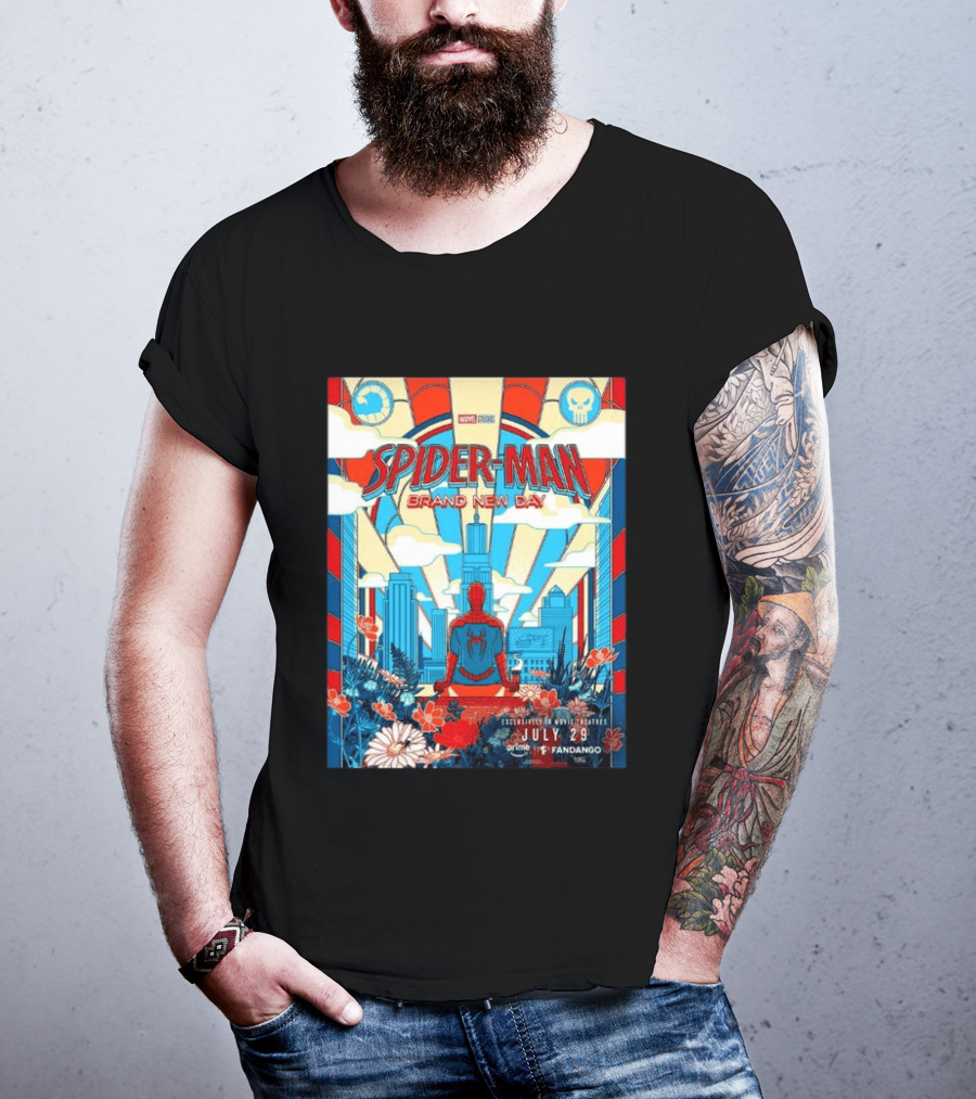 Spider Man Brand New Day Exclusive Movie Theaters July 29 Prime Fandango T-Shirt