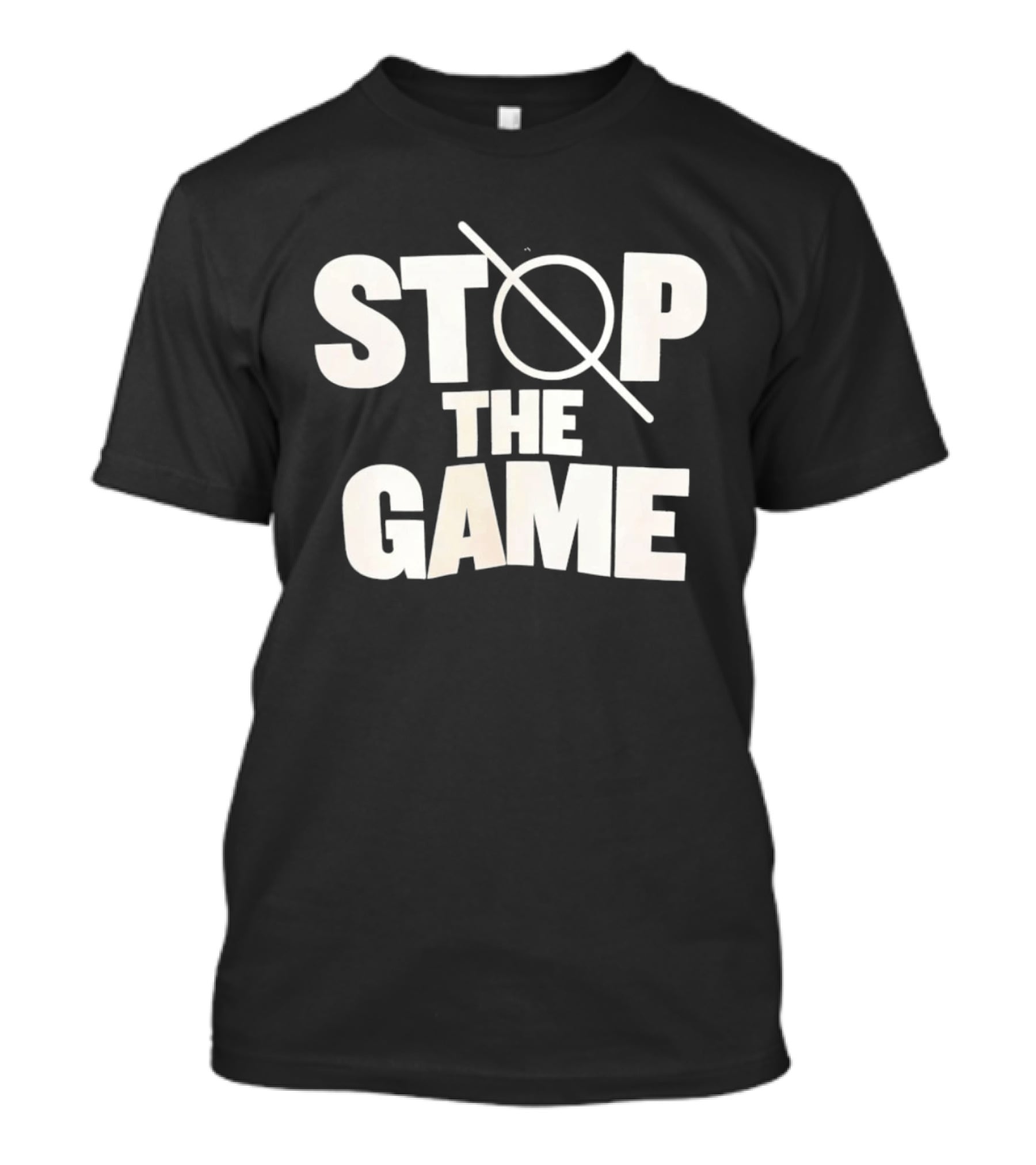 STOP THE GAME Minimalist Text With Circle Slash T-Shirt