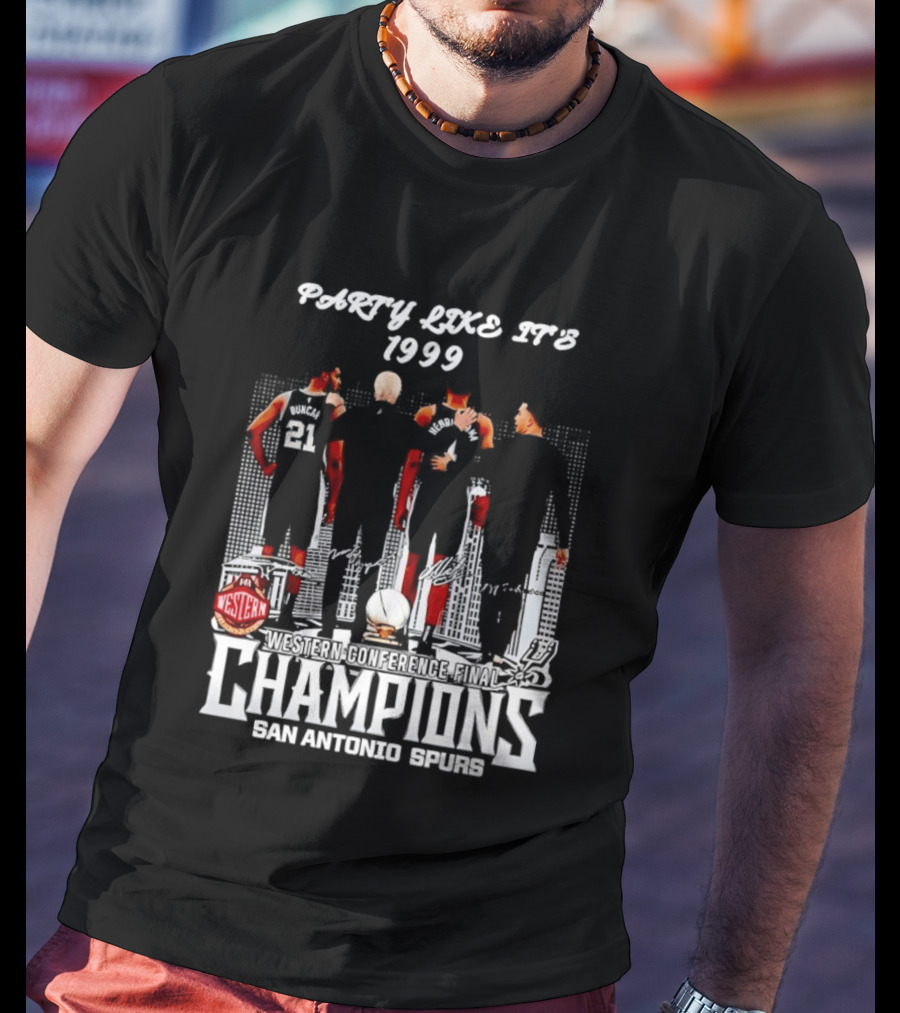Party Like It's 1999 San Antonio Spurs Champions Tim Duncan Gregg Popovich Victor Wembanyama T-Shirt