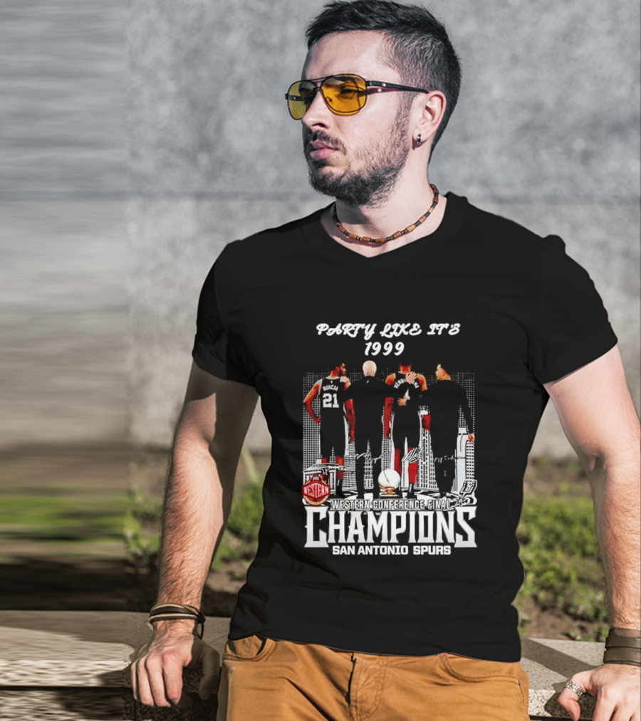 Party Like It's 1999 San Antonio Spurs Champions Tim Duncan Gregg Popovich Victor Wembanyama T-Shirt