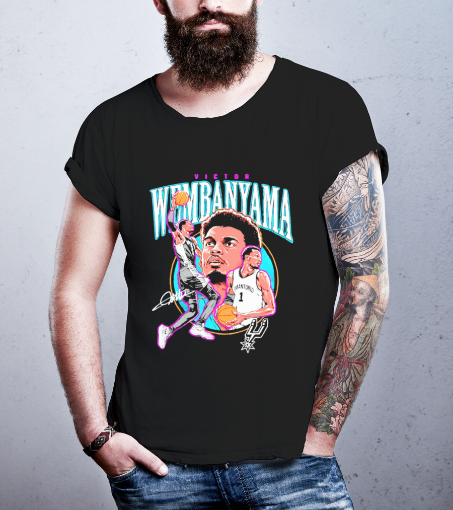 Victor Wembanyama San Antonio Spurs Basketball Player NBA Signature T-Shirt