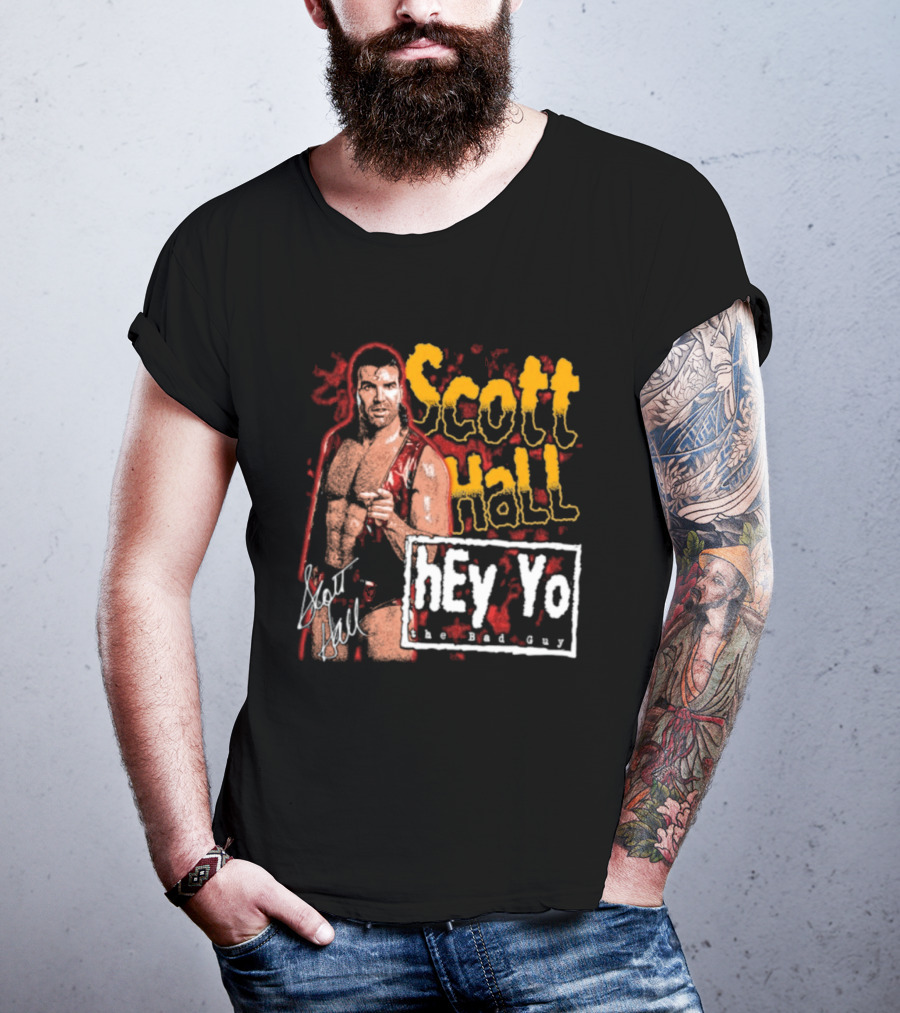 Scott Hall Hey Yo The Bad Guy Wrestling Legend WCW T-Shirt