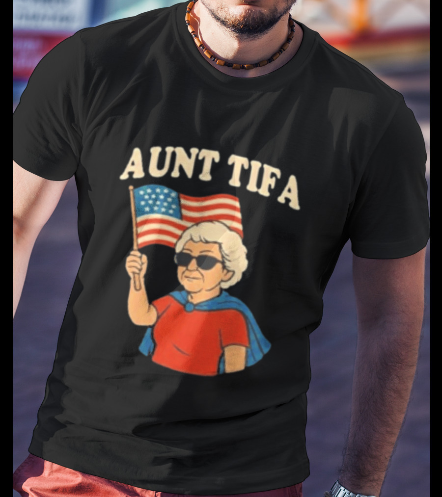 Aunt Tifa USA Flag And Cool Grandma In Sunglasses T-Shirt