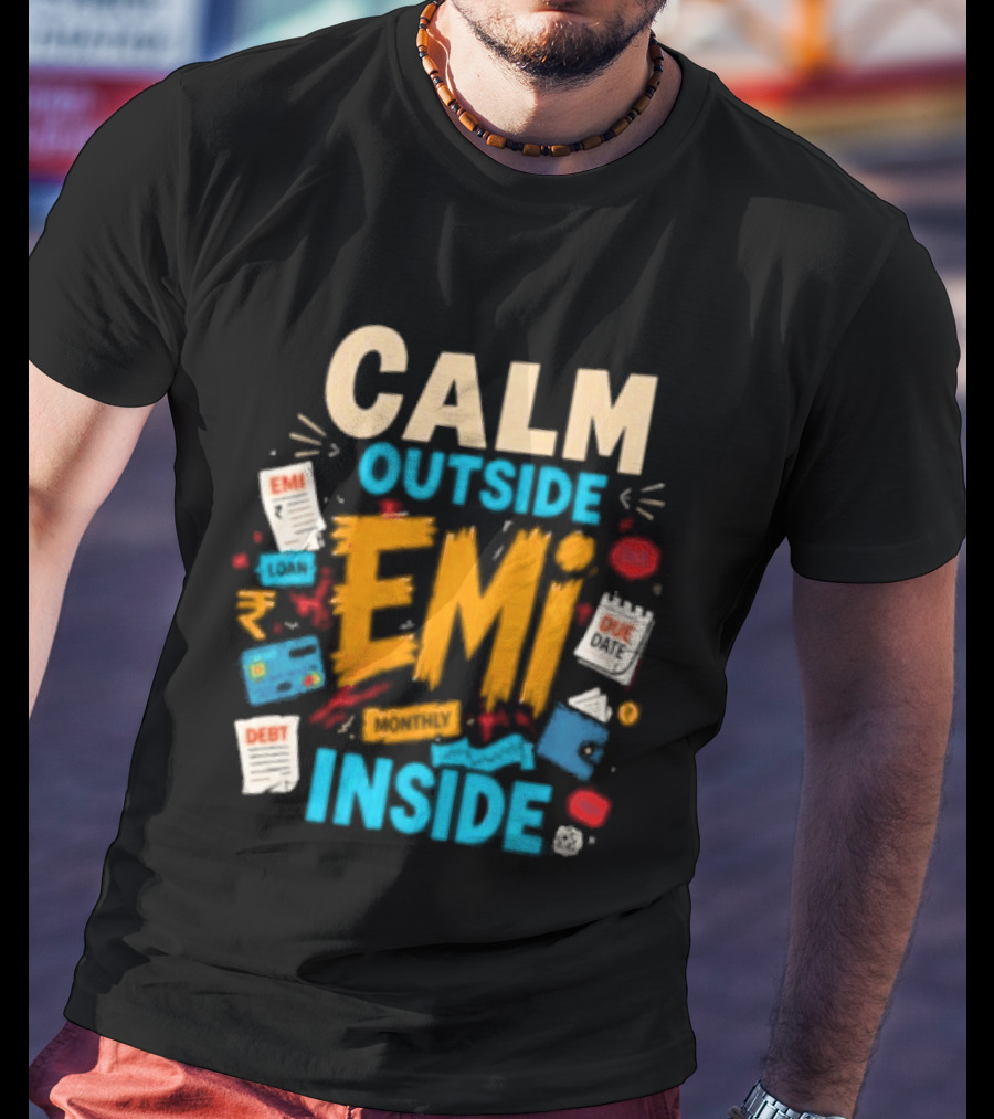 Calm Outside Anxiety Surrounding EMI Monthly Payments Inside T-Shirt