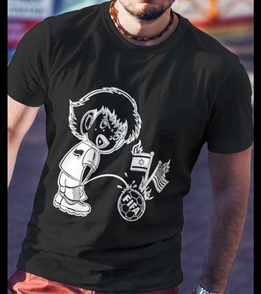 Captain Tsubasa Peeing FIFA Soccer Ball Israel USA Flags T-Shirt