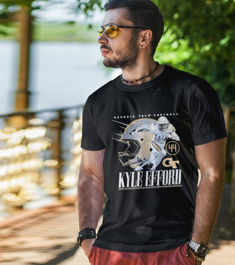 Georgia Tech Football Kyle Efford 44 GT Helmet T-Shirt