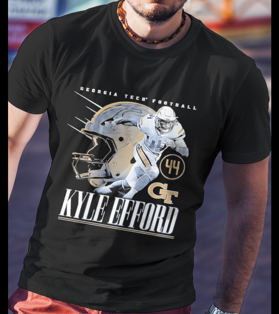 Georgia Tech Football Kyle Efford 44 GT Helmet T-Shirt