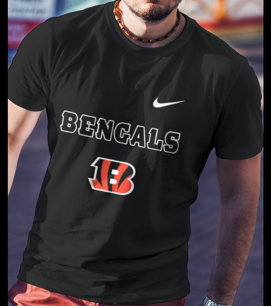 Bengals Skeleton Blue Colla American Proud Mechanic Cincinnati B Nike B T-Shirt