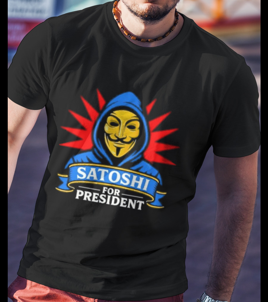 Satoshi For President Crypto Revolution Guy Fawkes Mask T-Shirt