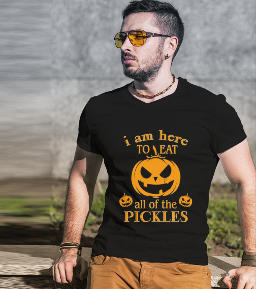I Am Here To Eat All Of The Pickles Pumpkin Halloween T-Shirt