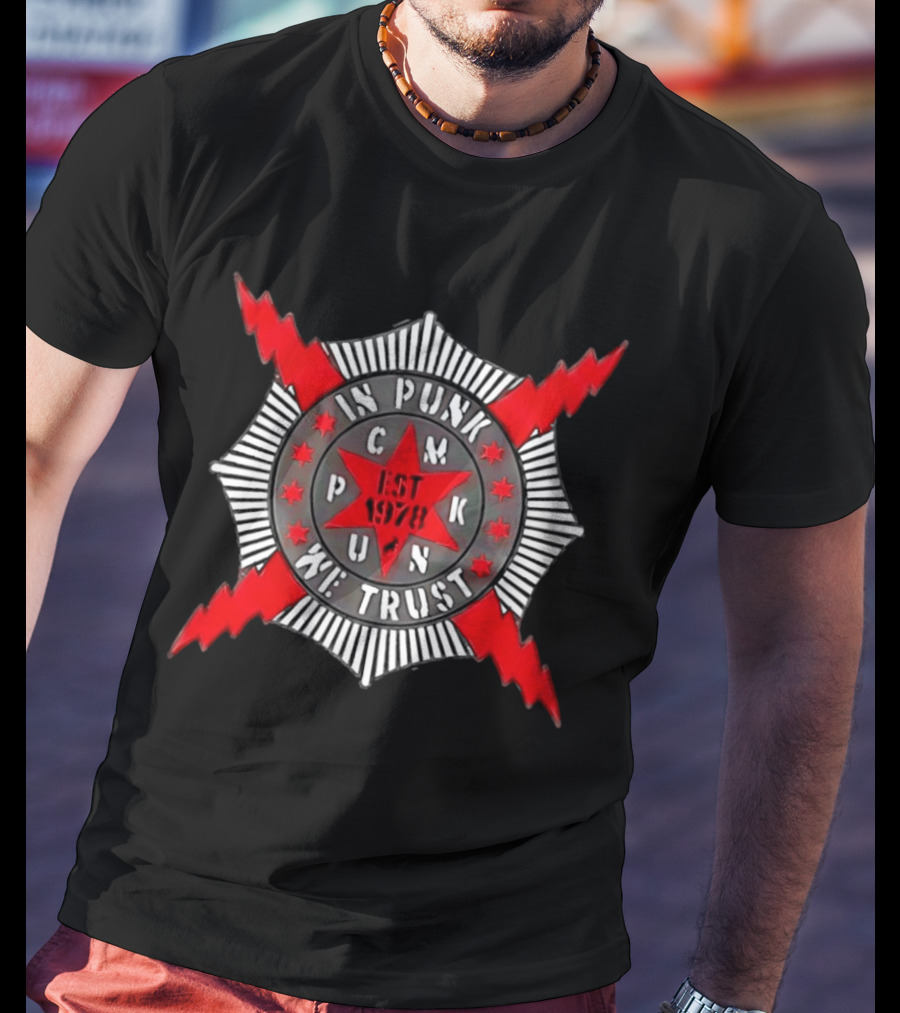 In Punk We Trust CM Punk Est 1978 Star And Lightning Motif T-Shirt