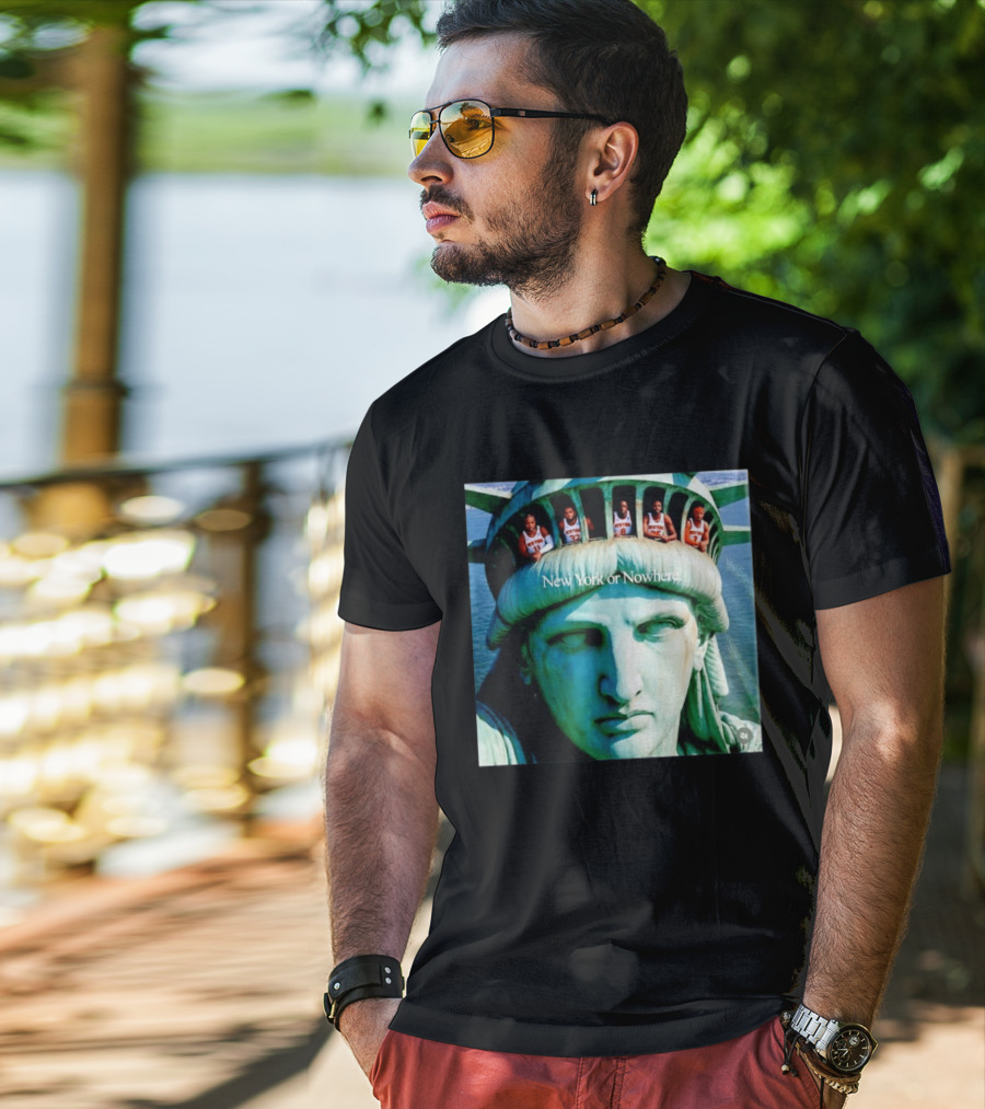 New York Knicks Jalen Brunson Karl Anthony Towns OG Anunoby Mikal Bridges Josh Hart Statue Of Liberty New York Or Nowhere T-Shirt