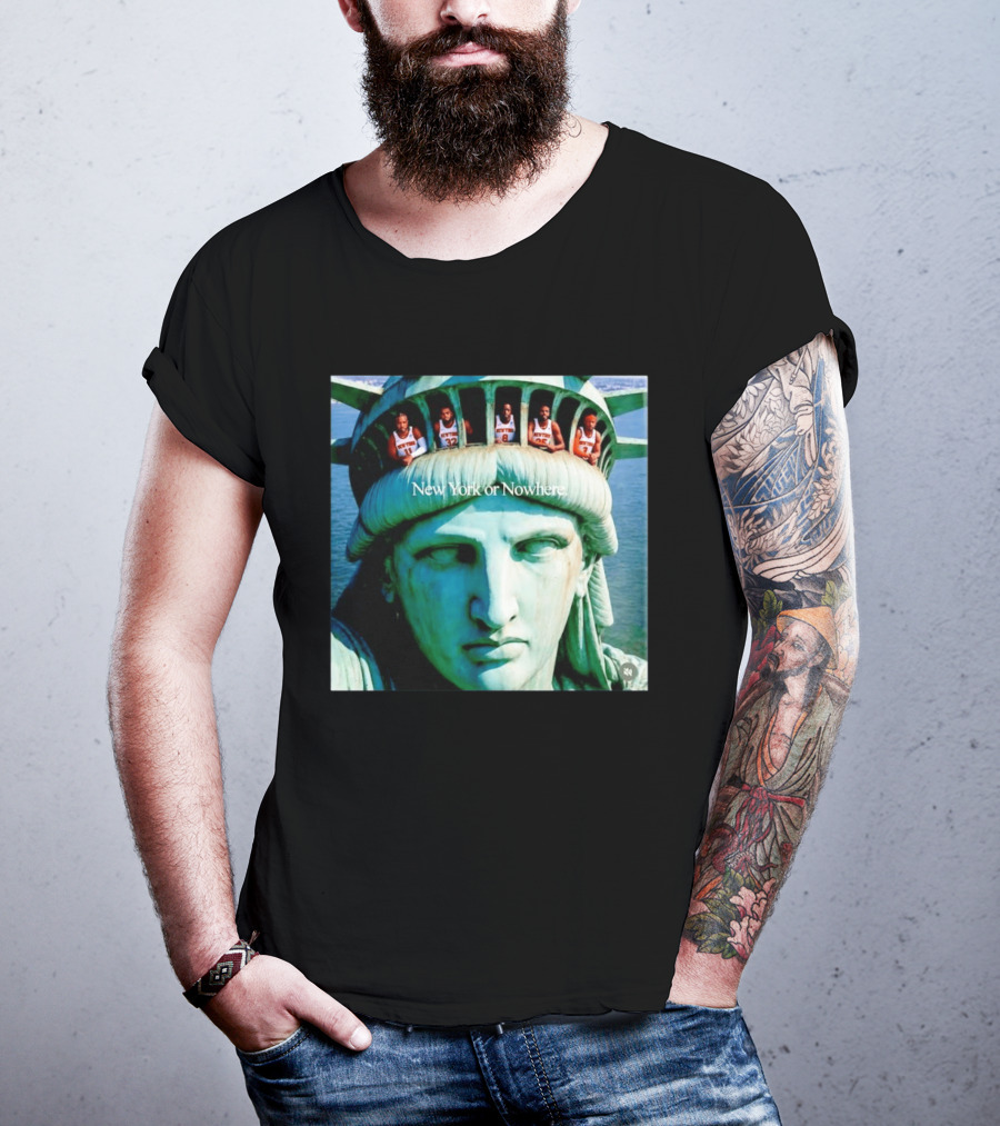 New York Knicks Jalen Brunson Karl Anthony Towns OG Anunoby Mikal Bridges Josh Hart Statue Of Liberty New York Or Nowhere T-Shirt