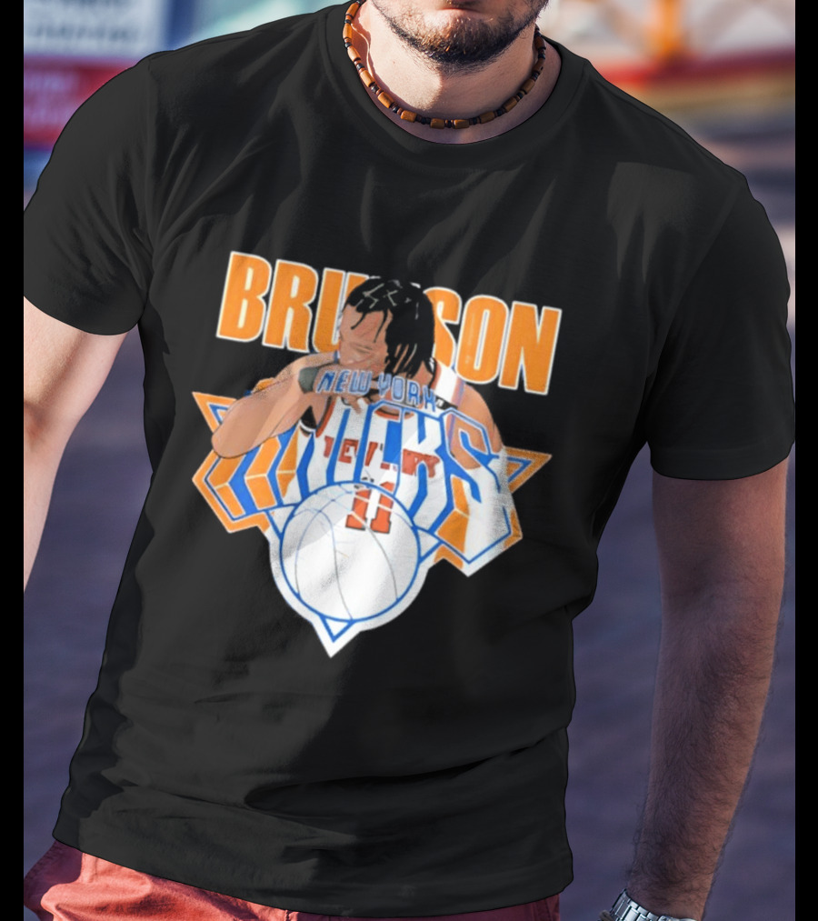Jalen Brunson New York Knicks 11 Caricature Basketball T-Shirt