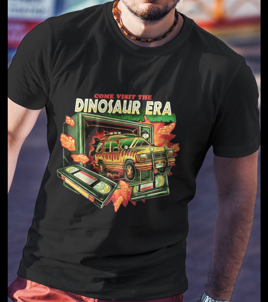 Come Visit The Dinosaur Era Jurassic Park Ford Explorer 90s Movie VHS Adventure T-Shirt