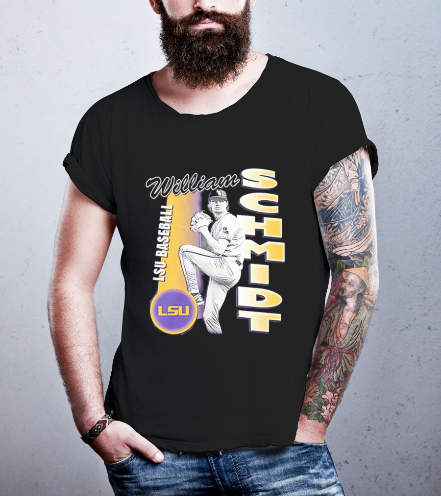LSU Baseball William Schmidt Pitching Pose T-Shirt