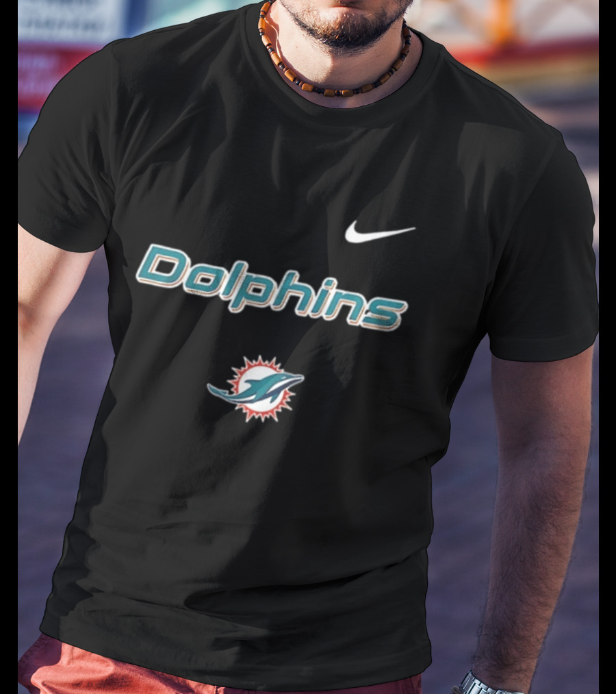 Miami Dolphins Skeleton Blue Collar American Proud Mechanic Nike Dolphins T-Shirt