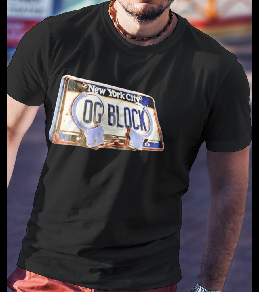 New York City OG Block License Plate Handcuffs T-Shirt