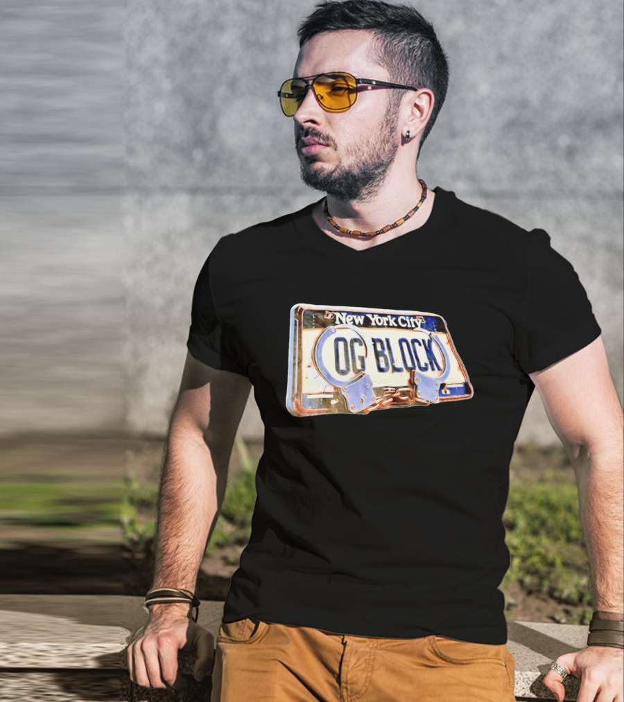 New York City OG Block License Plate Handcuffs T-Shirt