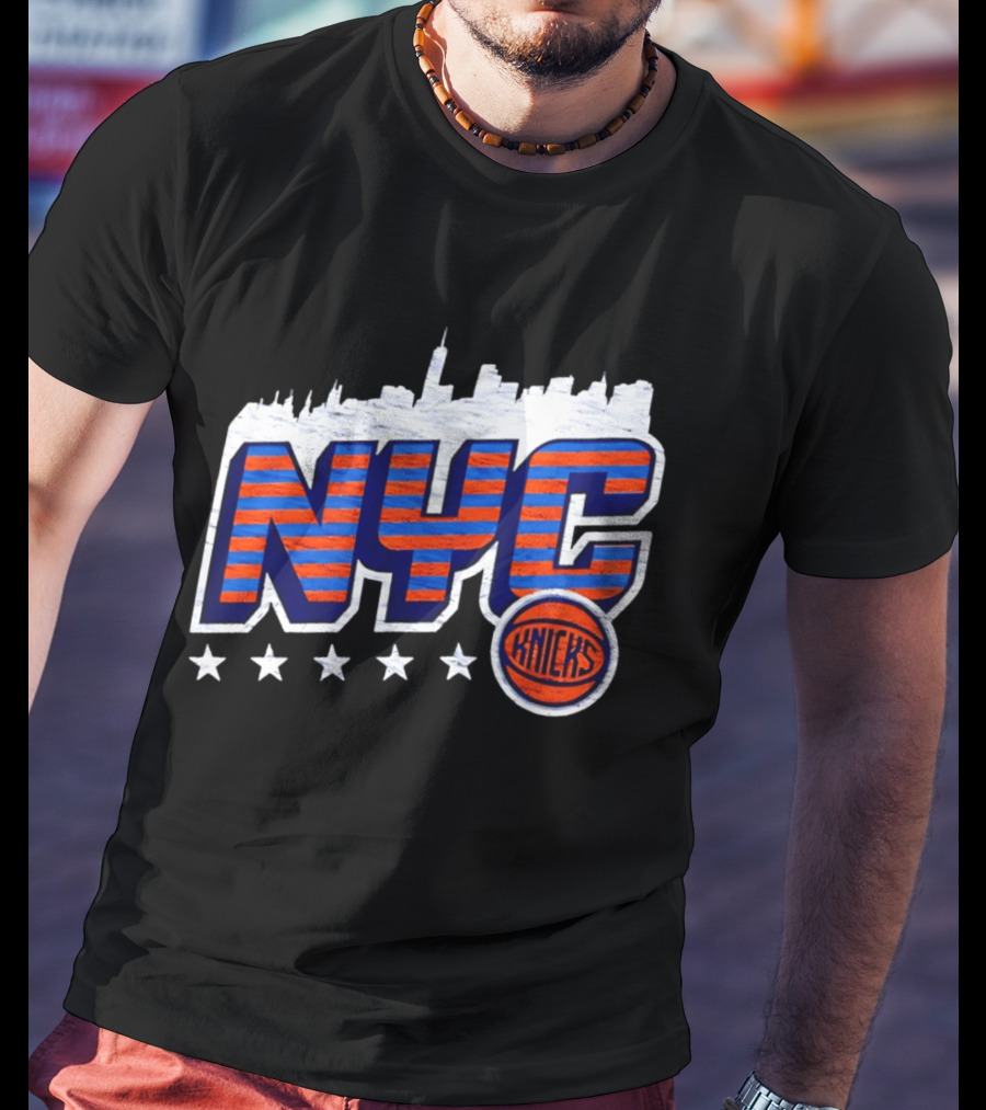 NYC Knicks Skyline Stars Basketball Fan Gear T-Shirt