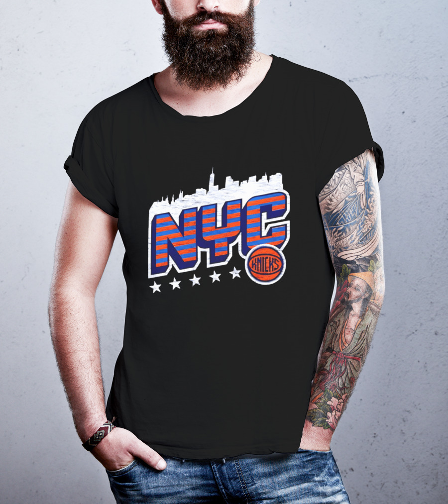 NYC Knicks Skyline Stars Basketball Fan Gear T-Shirt