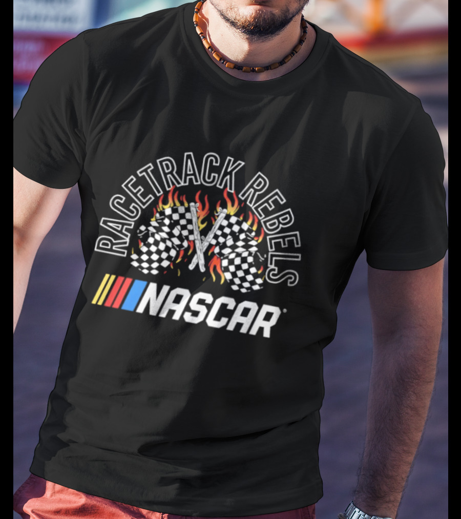 Racetrack Rebels NASCAR Checkered Flags Flames T-Shirt