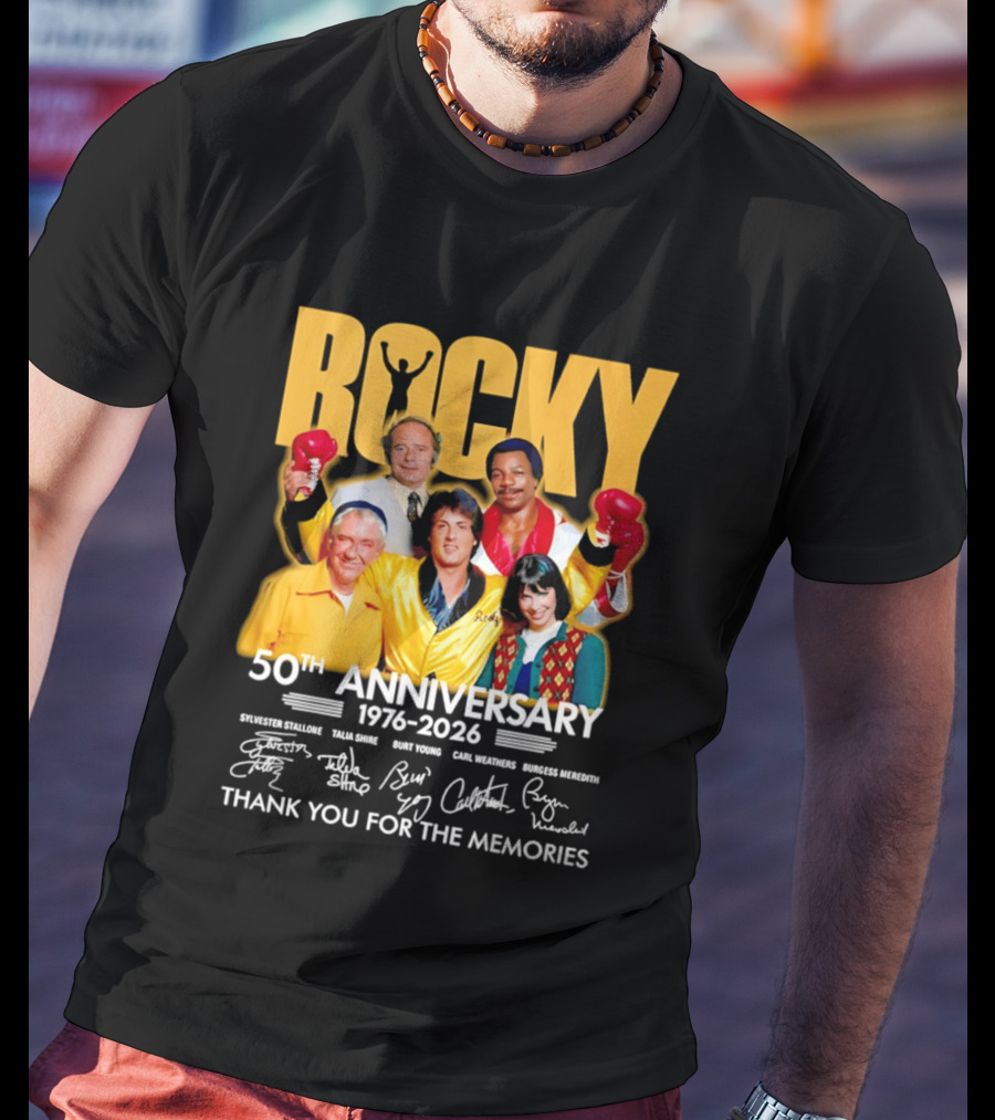 Rocky 50th Anniversary 1976 2026 Thank You For The Memories Celebrating Iconic Movie Legends T-Shirt