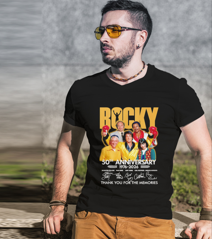 Rocky 50th Anniversary 1976 2026 Thank You For The Memories Celebrating Iconic Movie Legends T-Shirt