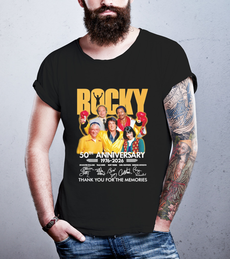 Rocky 50th Anniversary 1976 2026 Thank You For The Memories Celebrating Iconic Movie Legends T-Shirt
