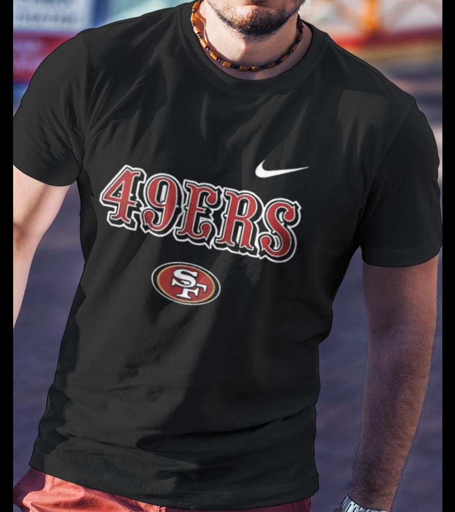 San Francisco 49ers Skeleton Blue Collar American Proud Mechanic Nike 49ers T-Shirt
