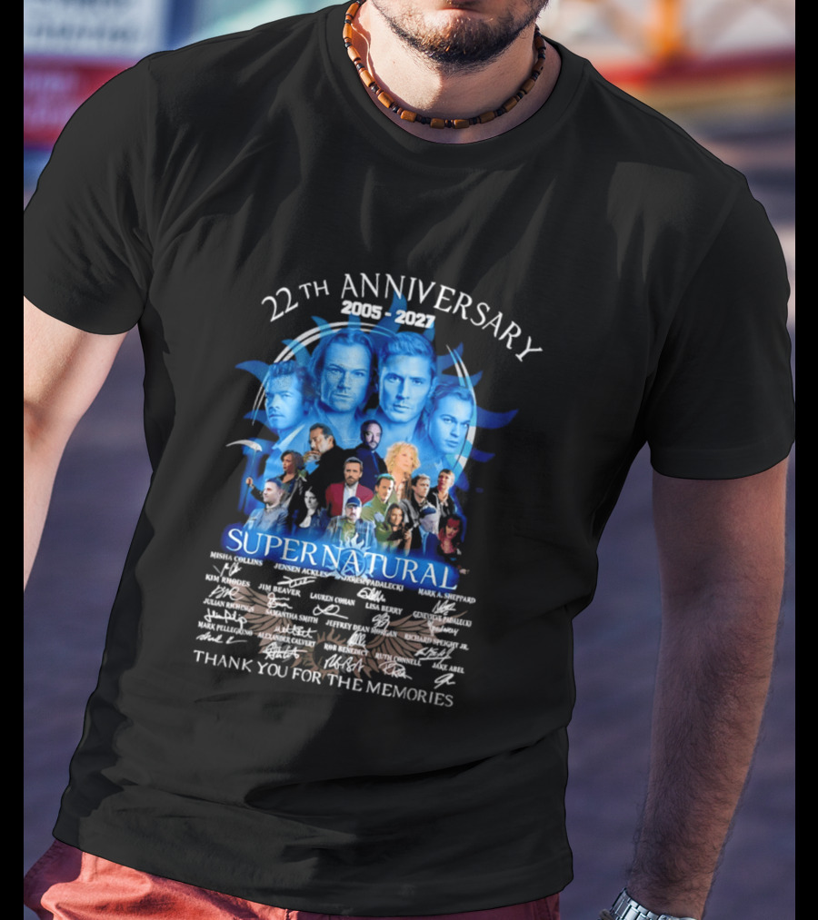 Supernatural 22th Anniversary 2005 2027 Thank You For The Memories Cast Montage Celebration T-Shirt