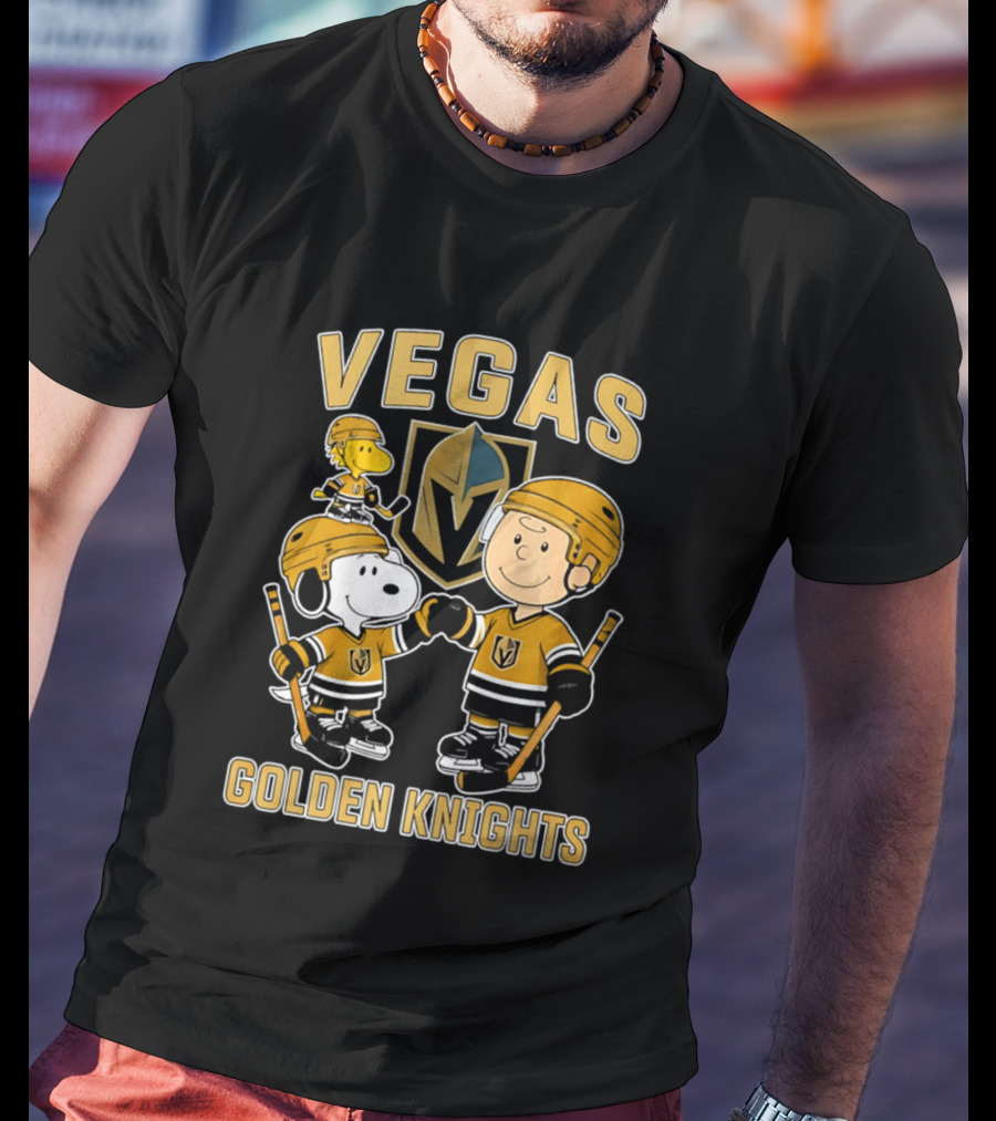 Vegas Golden Knights NHL Snoopy Charlie Brown Woodstock Hockey Team T-Shirt